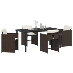 Ensemble de salle à manger pour jardin 5 pcs Marron polyrotin 564524564524