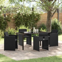 Ensemble de salle à manger pour jardin 5 pcs Noir polyrotin 564525564525