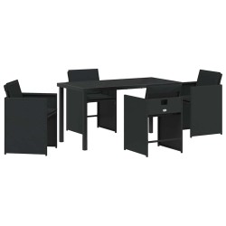 Ensemble de salle à manger pour jardin 5 pcs Noir polyrotin 564525564525