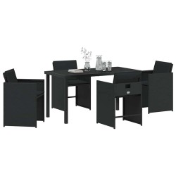 Ensemble de salle à manger pour jardin 5 pcs Noir polyrotin 564525564525