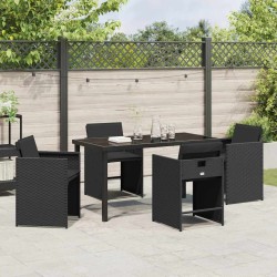 Ensemble de salle à manger pour jardin 5 pcs Noir polyrotin 564525564525