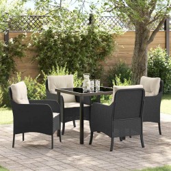 Ensemble de salle à manger pour jardin 5 pcs Noir polyrotin 564526564526