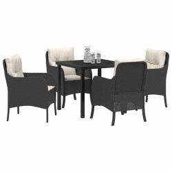 Ensemble de salle à manger pour jardin 5 pcs Noir polyrotin 564526564526