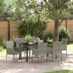 Ensemble de salle à manger pour jardin 7 pcs Gris polyrotin 564527564527