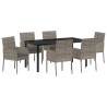 Ensemble de salle à manger pour jardin 7 pcs Gris polyrotin 564527564527