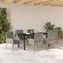 Ensemble de salle à manger pour jardin 7 pcs Gris polyrotin 564527564527