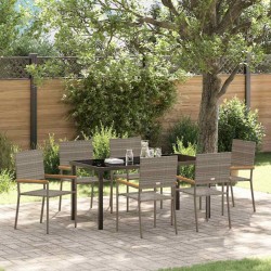 Ensemble de salle à manger pour jardin 7 pcs Gris polyrotin 564529564529