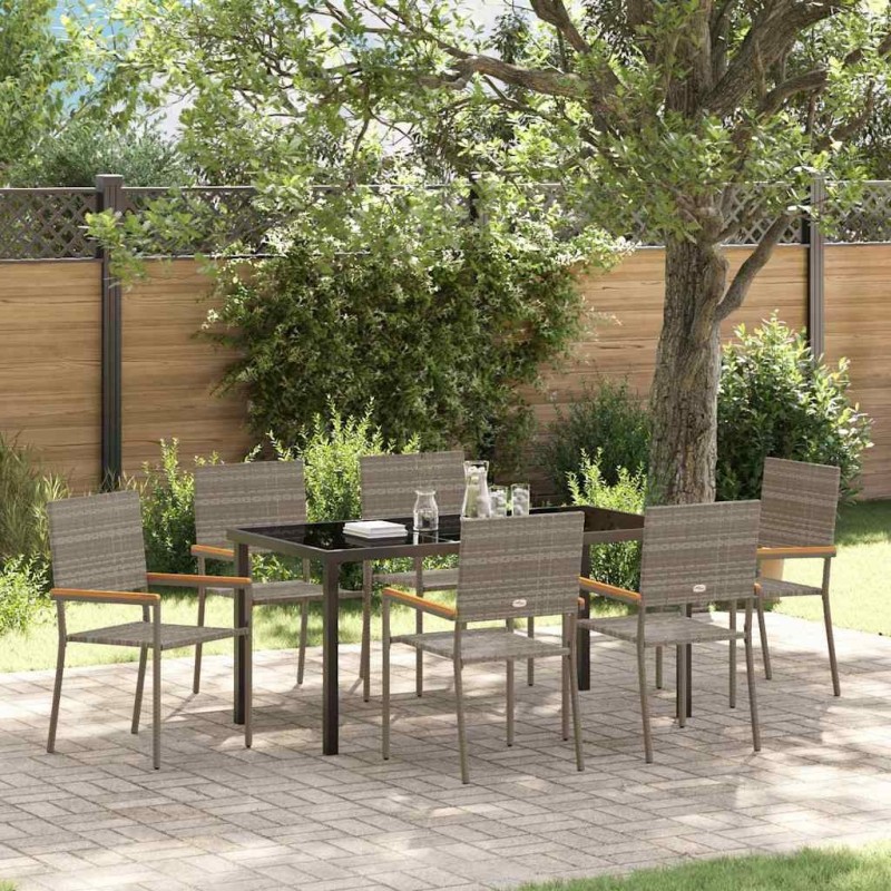 Ensemble de salle à manger pour jardin 7 pcs Gris polyrotin 564529564529