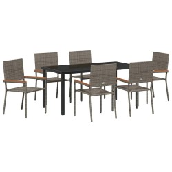 Ensemble de salle à manger pour jardin 7 pcs Gris polyrotin 564529564529
