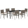 Ensemble de salle à manger pour jardin 7 pcs Gris polyrotin 564529564529