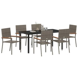 Ensemble de salle à manger pour jardin 7 pcs Gris polyrotin 564529564529
