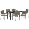 Ensemble de salle à manger pour jardin 7 pcs Gris polyrotin 564529564529