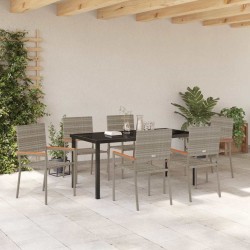 Ensemble de salle à manger pour jardin 7 pcs Gris polyrotin 564529564529
