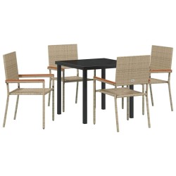 Ensemble de salle à manger pour jardin 5 pcs Beige polyrotin 564530564530