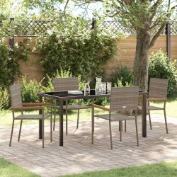 Ensemble de salle à manger pour jardin 5 pcs Gris polyrotin 564531564531