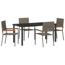 Ensemble de salle à manger pour jardin 5 pcs Gris polyrotin 564531564531