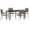 Ensemble de salle à manger pour jardin 5 pcs Gris polyrotin 564531564531