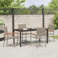 Ensemble de salle à manger pour jardin 5 pcs Gris polyrotin 564531564531