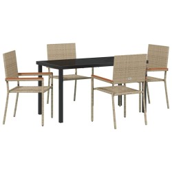 Ensemble de salle à manger pour jardin 5 pcs Beige polyrotin 564532564532