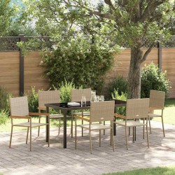 Ensemble de salle à manger pour jardin 7 pcs Beige polyrotin 564533564533