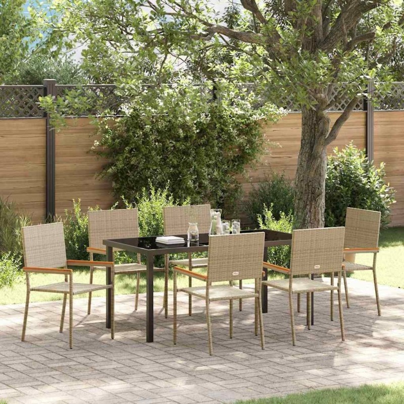 Ensemble de salle à manger pour jardin 7 pcs Beige polyrotin 564533564533