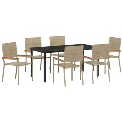 Ensemble de salle à manger pour jardin 7 pcs Beige polyrotin 564533564533