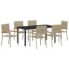 Ensemble de salle à manger pour jardin 7 pcs Beige polyrotin 564533564533