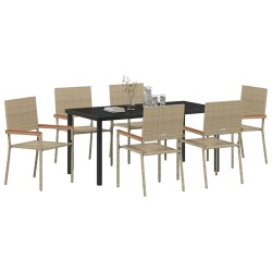 Ensemble de salle à manger pour jardin 7 pcs Beige polyrotin 564533564533