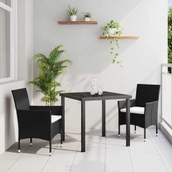 Ensemble de salle à manger pour jardin 3 pcs Noir polyrotin 564534564534