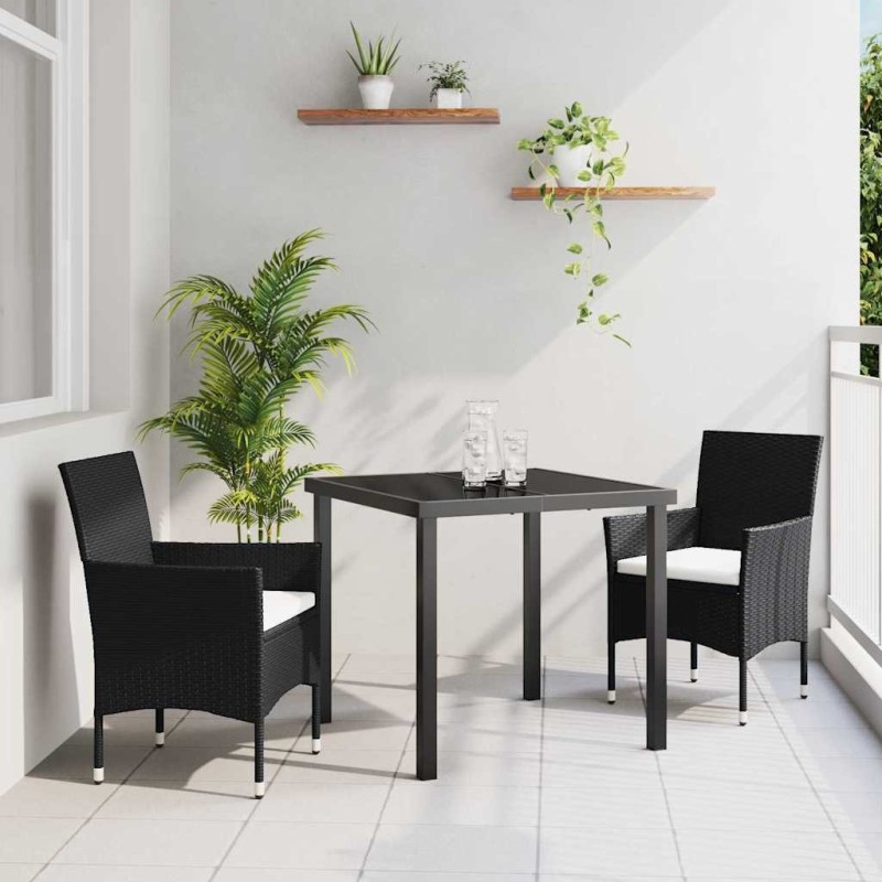 Ensemble de salle à manger pour jardin 3 pcs Noir polyrotin 564534564534