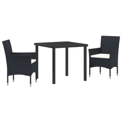Ensemble de salle à manger pour jardin 3 pcs Noir polyrotin 564534564534