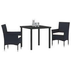 Ensemble de salle à manger pour jardin 3 pcs Noir polyrotin 564534564534
