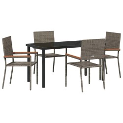 Ensemble de salle à manger pour jardin 5 pcs Gris polyrotin 564536564536