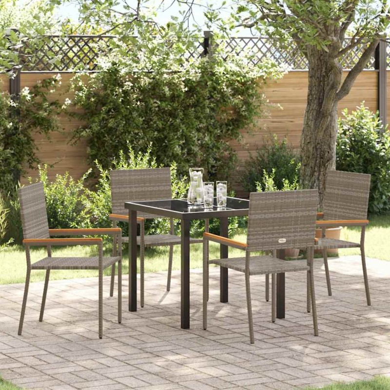 Ensemble de salle à manger pour jardin 5 pcs Gris polyrotin 564537564537