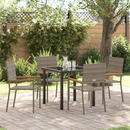 Ensemble de salle à manger pour jardin 5 pcs Gris polyrotin 564537564537