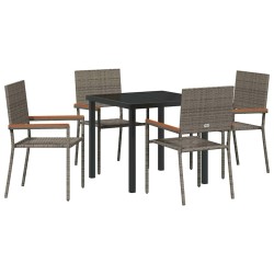 Ensemble de salle à manger pour jardin 5 pcs Gris polyrotin 564537564537