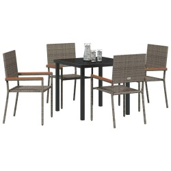 Ensemble de salle à manger pour jardin 5 pcs Gris polyrotin 564537564537