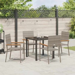 Ensemble de salle à manger pour jardin 5 pcs Gris polyrotin 564537564537