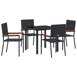 Ensemble de salle à manger pour jardin 5 pcs Noir polyrotin 564539564539