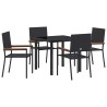 Ensemble de salle à manger pour jardin 5 pcs Noir polyrotin 564539564539