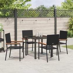Ensemble de salle à manger pour jardin 5 pcs Noir polyrotin 564539564539