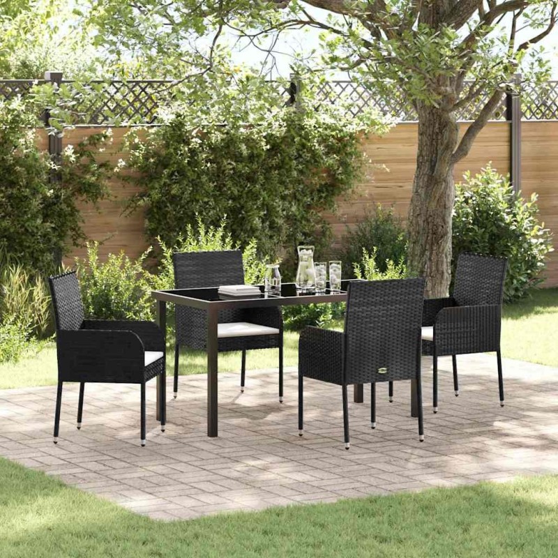 Ensemble de salle à manger pour jardin 5 pcs Noir polyrotin 564541564541