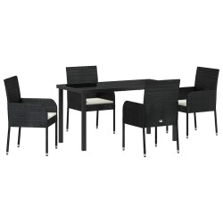 Ensemble de salle à manger pour jardin 5 pcs Noir polyrotin 564541564541
