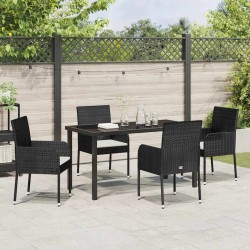 Ensemble de salle à manger pour jardin 5 pcs Noir polyrotin 564541564541
