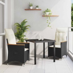 Ensemble de salle à manger pour jardin 3 pcs Noir polyrotin 564542564542