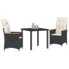Ensemble de salle à manger pour jardin 3 pcs Noir polyrotin 564542564542