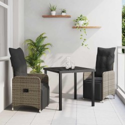 Ensemble de salle à manger pour jardin 3 pcs Gris polyrotin 564543564543