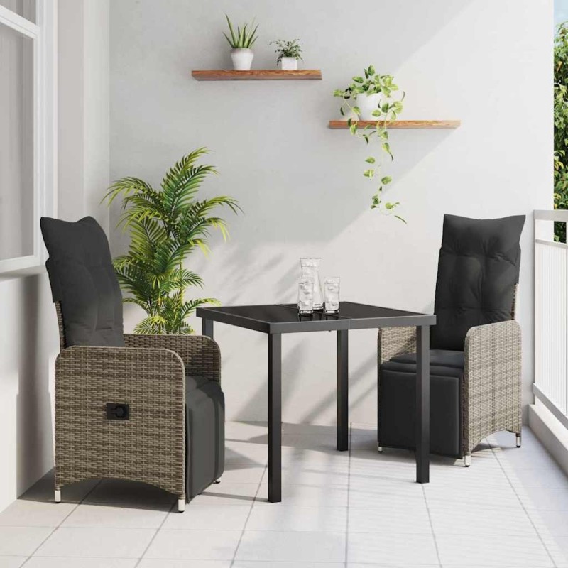 Ensemble de salle à manger pour jardin 3 pcs Gris polyrotin 564543564543