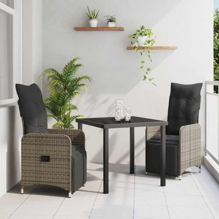 Ensemble de salle à manger pour jardin 3 pcs Gris polyrotin 564543564543
