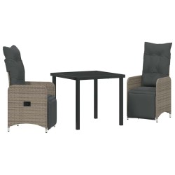 Ensemble de salle à manger pour jardin 3 pcs Gris polyrotin 564543564543